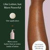 Infographic showing a one body bar alongside a bottle of lotion. Next to that is a picture of glowing skin with text about its effectiveness.