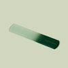 Ombre green glass foot file by Kate McLeod on light green background,