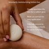 Informational image showing the intensely moisturizing benefits of the sleep stone mini lotion bar.
